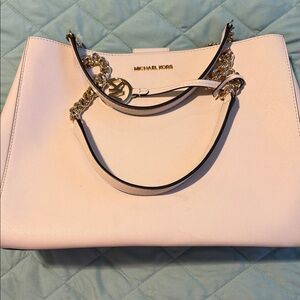 Michael Kors Cream Shoulder Bag with Gold Accents